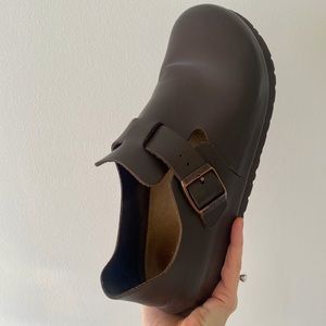 Birkenstock clogs brown leather